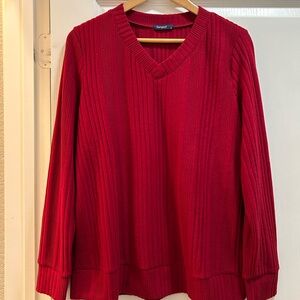 Women's Dark Red V-Neck Sweater